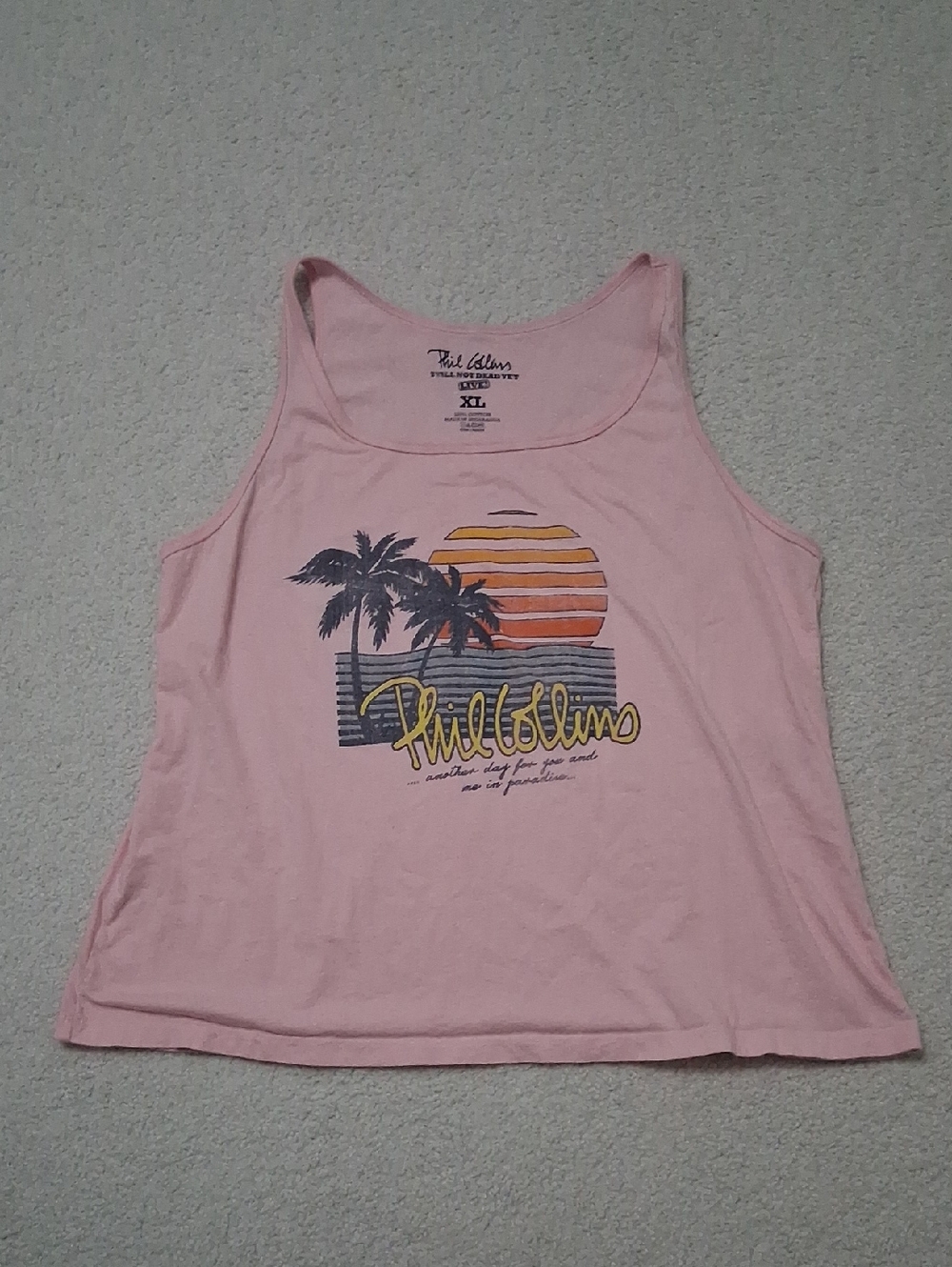 Phil Collins Pink Graphic Palm-Print Tank Top. Still Not Dead Yet Tour Tank